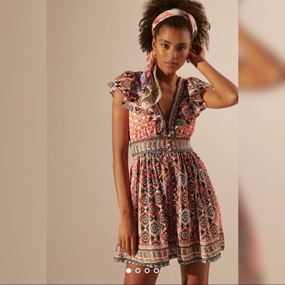Anthropologie - Flutter Printed Mini Dress